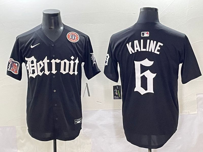 Men 2025 Detroit Tigers #6 Kaline Black Five generations Joint Name Nike MLB Jersey style 19->detroit tigers->MLB Jersey